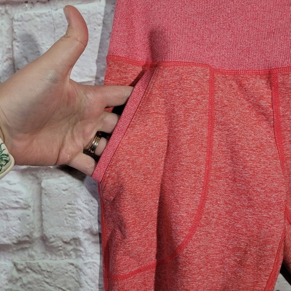 Zella Heathered Coral Pink Mid Rise Jogger Leggings - Picture 6 of 12